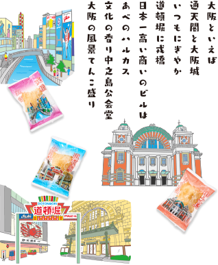 大阪といえば通天閣と大阪城 いつもにぎやか道頓堀に戎橋 日本一高い商いのビルはあべのハルカス 文化の香り中之島公会堂 大阪の風景てんこ盛り